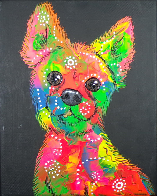 Pop Art Neon Splatter Portrait Custom Pop Art Pet Portrait Painting on Canvas from Photo, Dog Portrait Hand Painted with Acrylic Paints