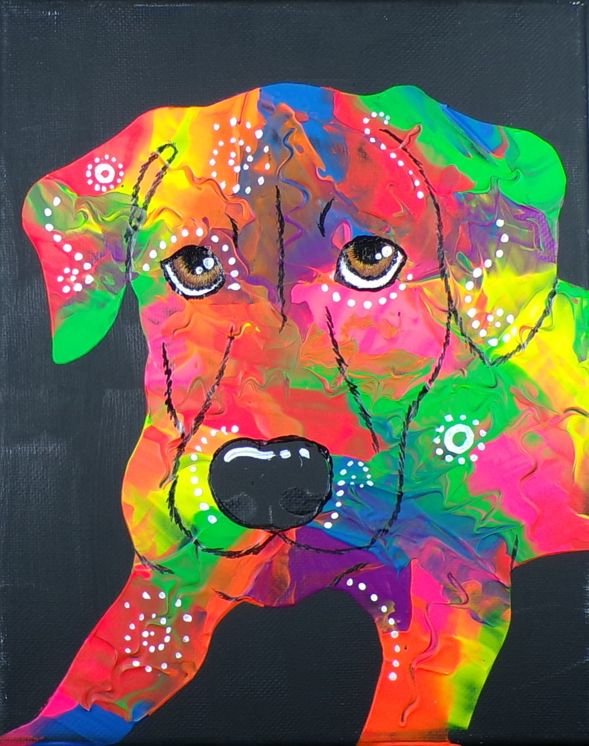 Pop Art Neon Splatter Portrait Custom Pop Art Pet Portrait Painting on Canvas from Photo, Dog Portrait Hand Painted with Acrylic Paints
