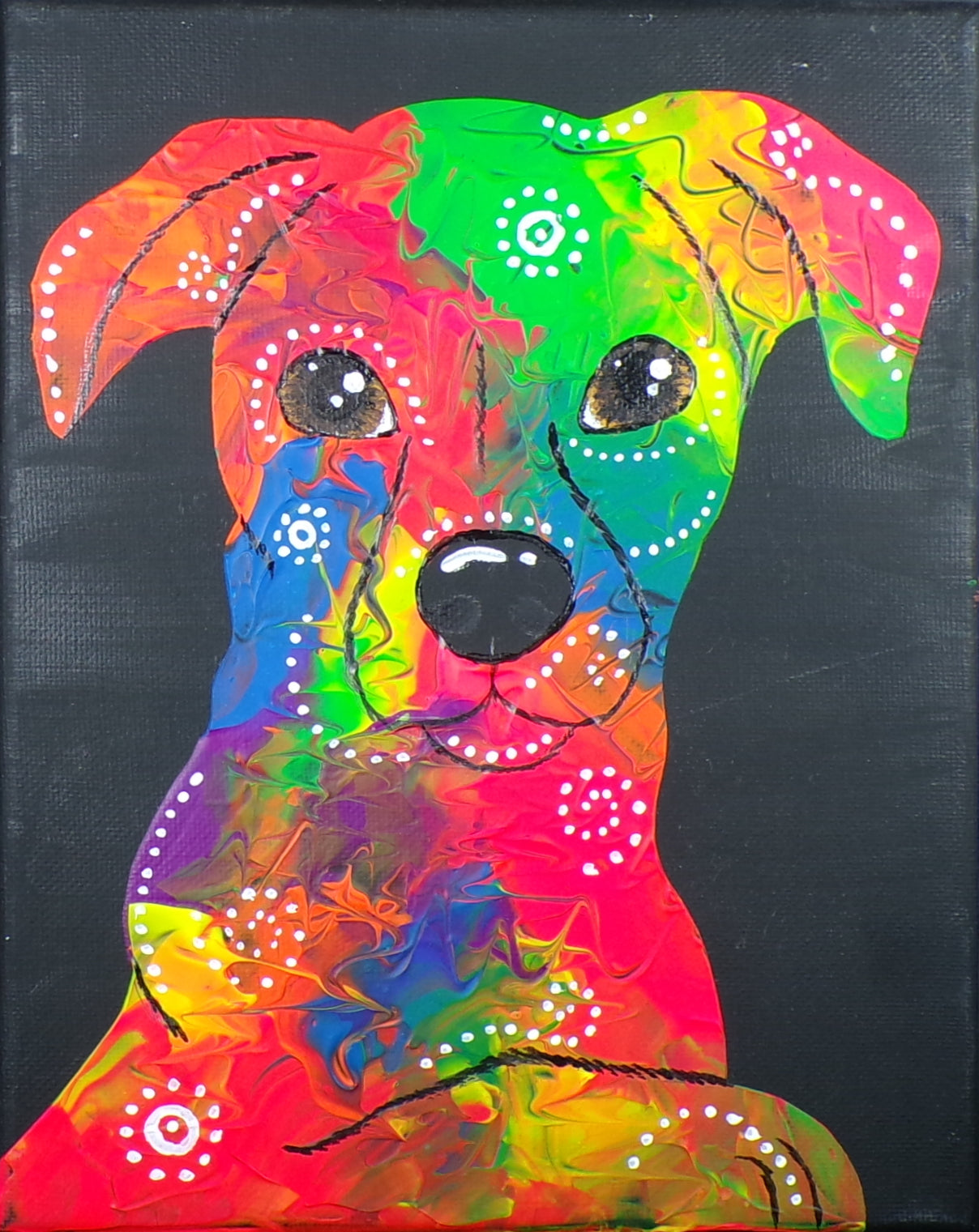 Pop Art Neon Splatter Portrait Custom Pop Art Pet Portrait Painting on Canvas from Photo, Dog Portrait Hand Painted with Acrylic Paints