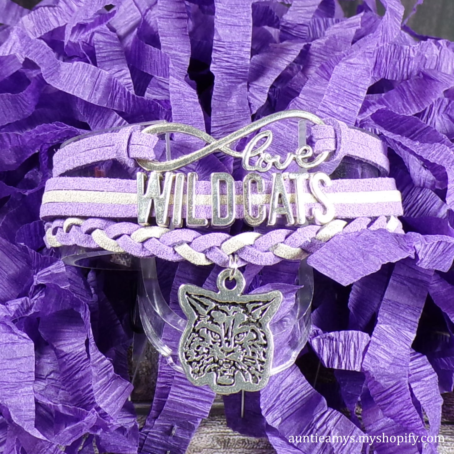 Wildcats Braided Charm Bracelet - K State