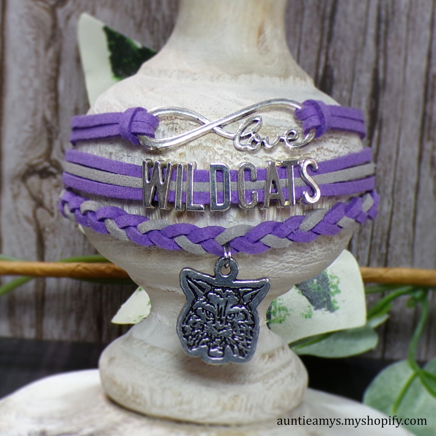 Wildcats Braided Charm Bracelet - K State