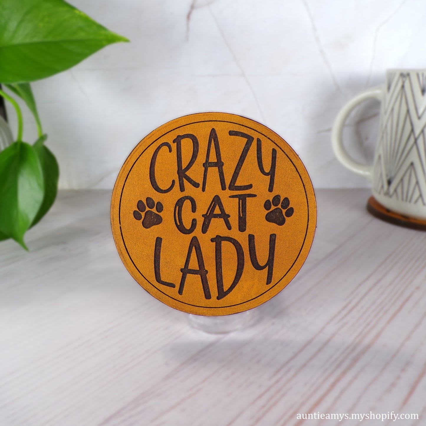 Crazy Cat Lady - Leather Coaster