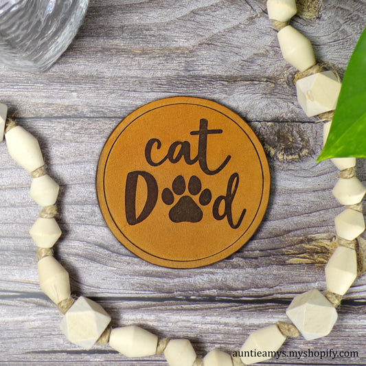 Cat Dad - Leather Coaster