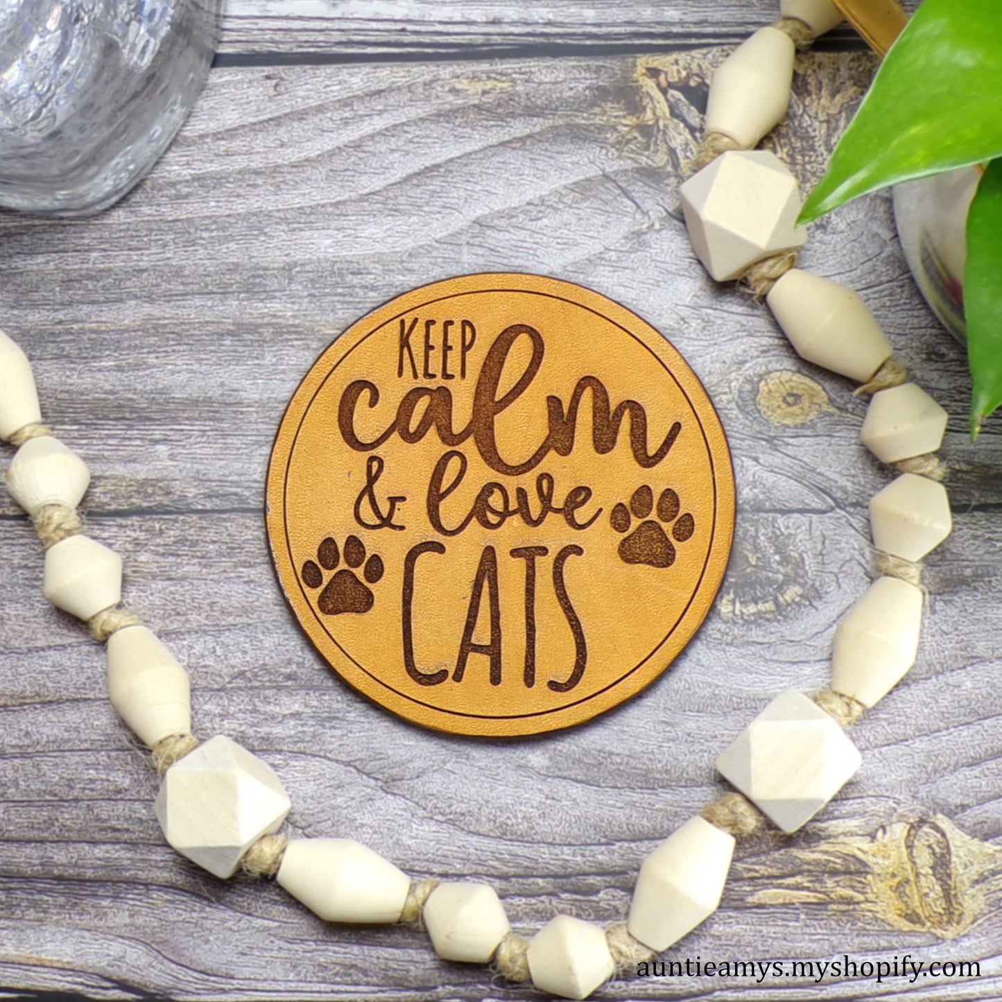 Keep Calm and Love Cats - Leather Coaster