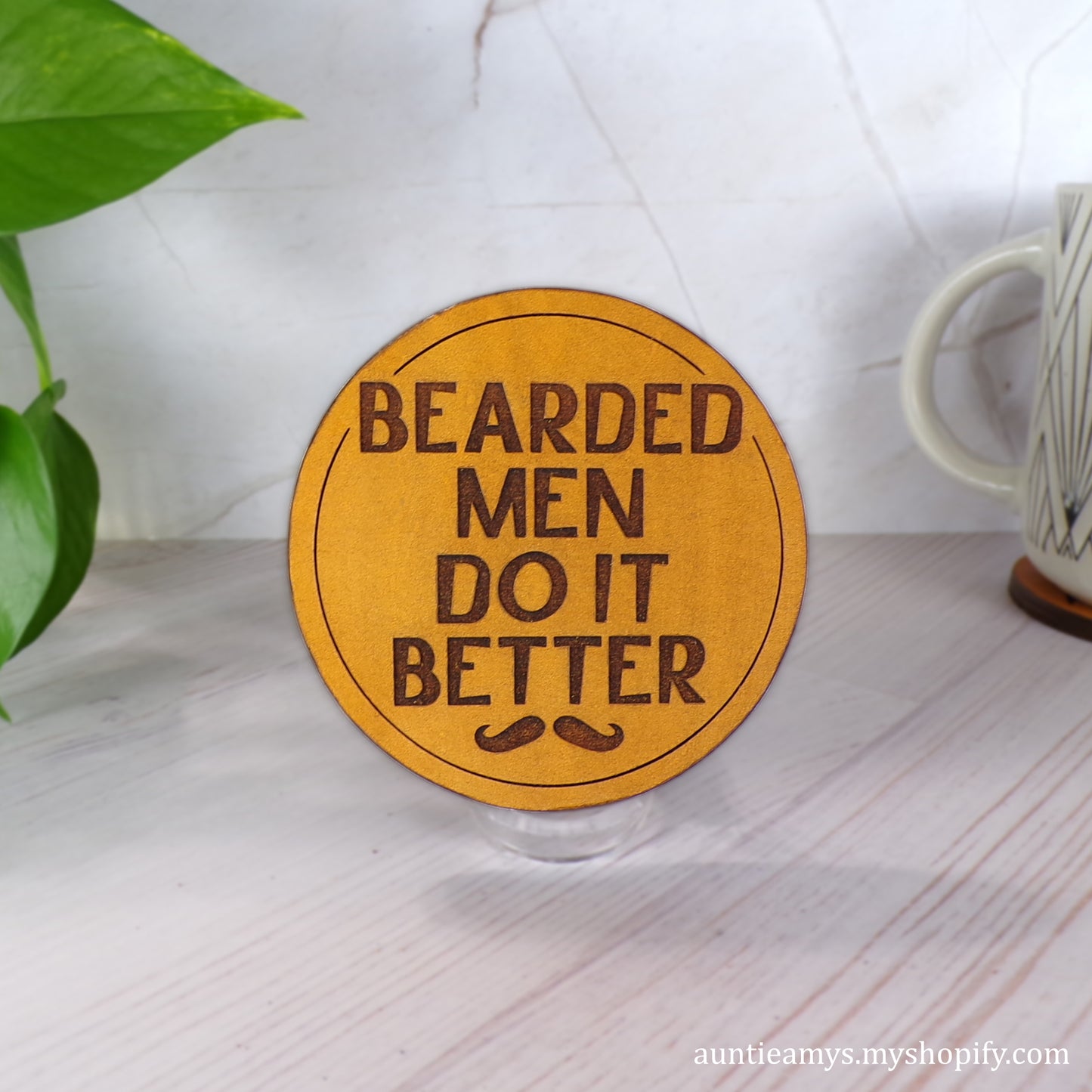 Bearded Men Do It Better - Leather Coaster