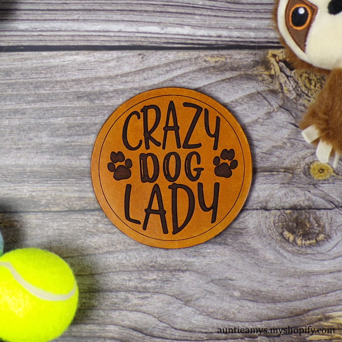 Crazy Dog Lady - Leather Coaster