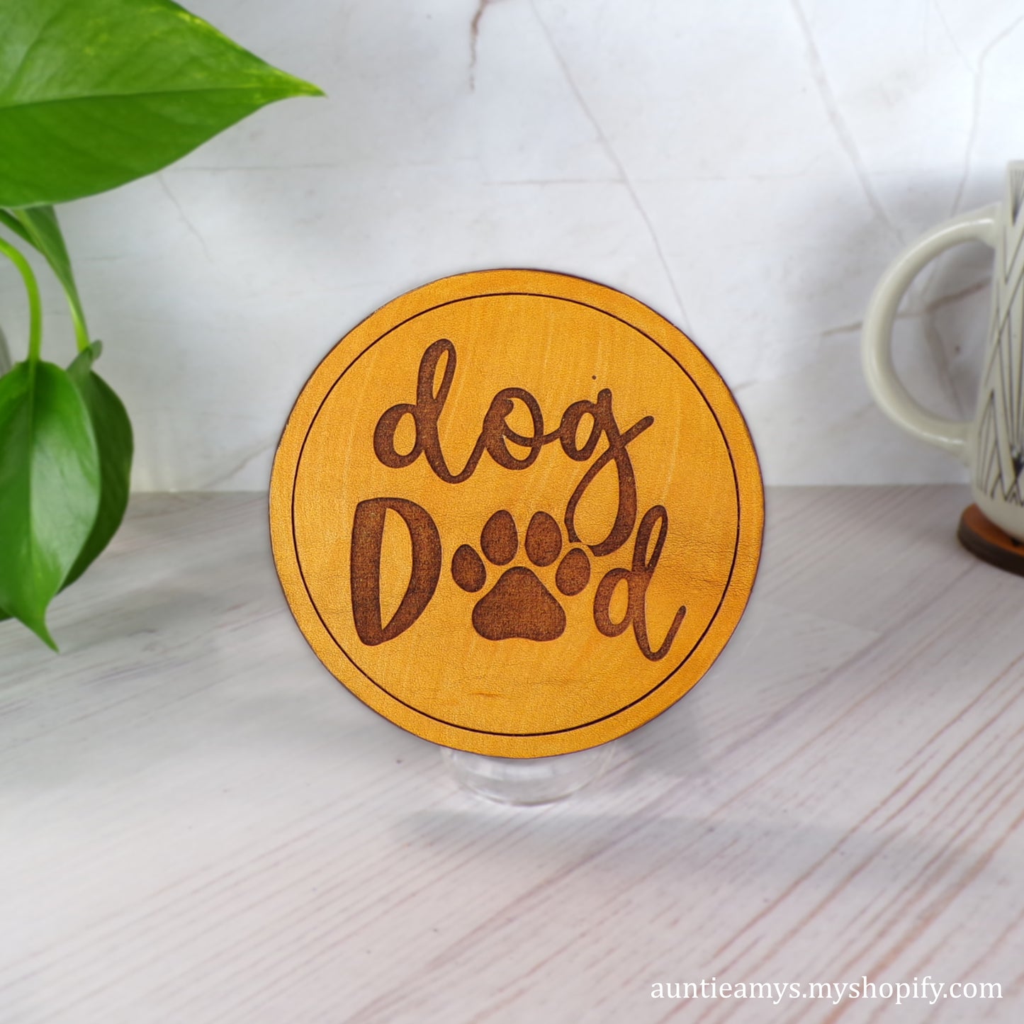 Dog Dad - Leather Coaster