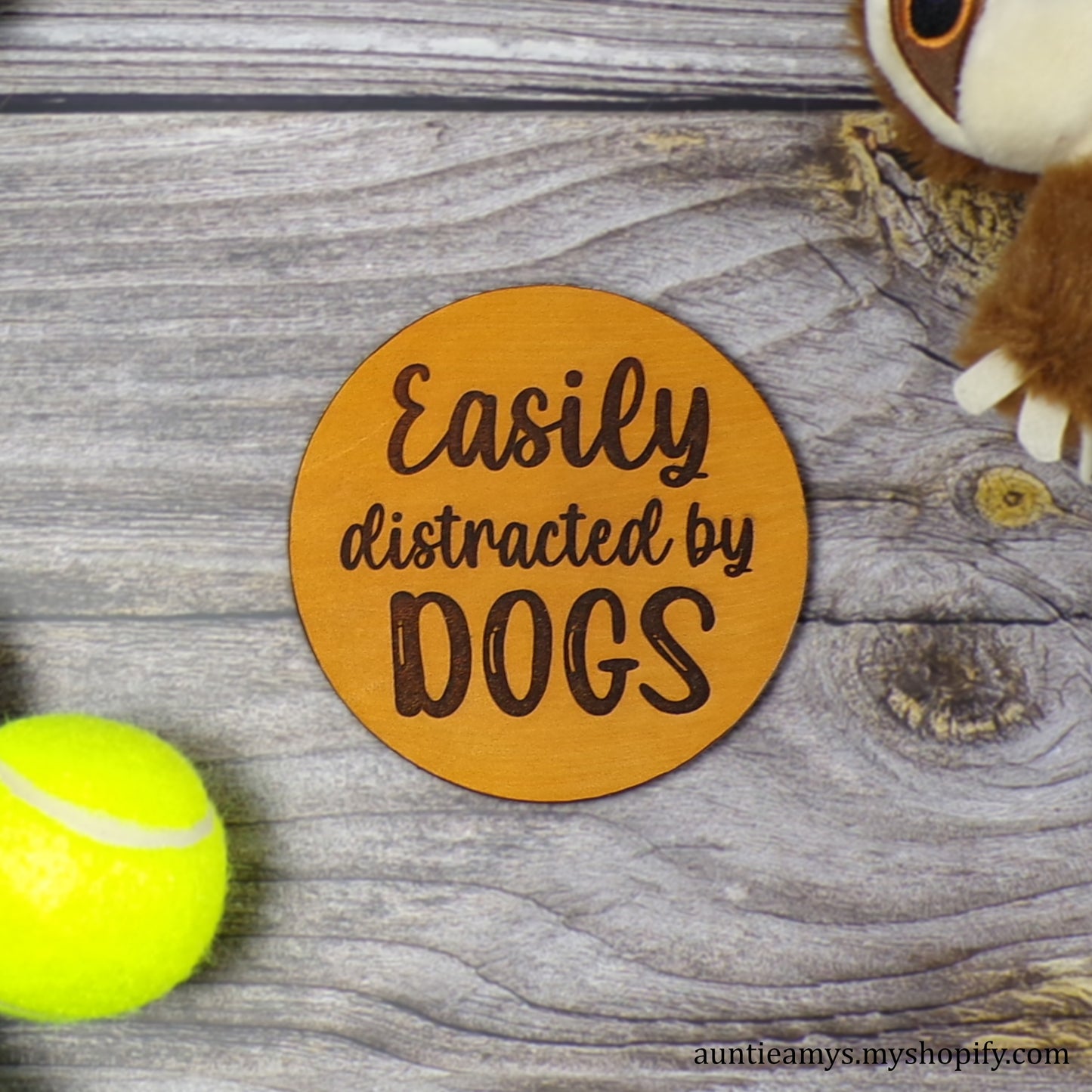 Easily Distracted By Dogs - Leather Coaster