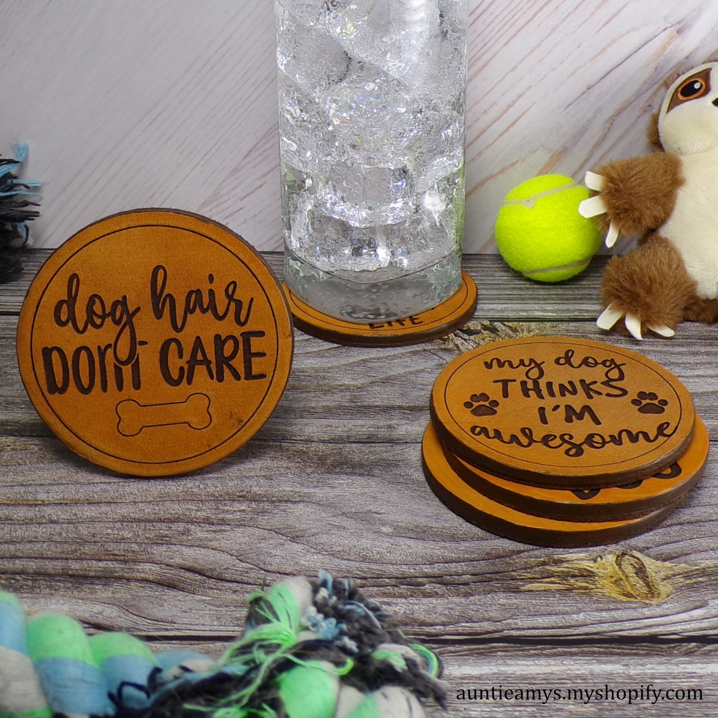 Dog Hair Don't Care - Leather Coaster