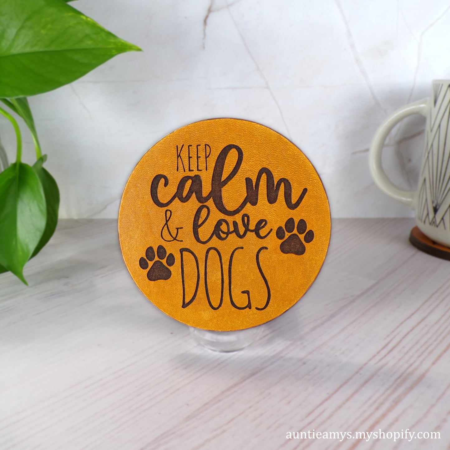 Keep Calm and Love Dogs - Leather Coaster