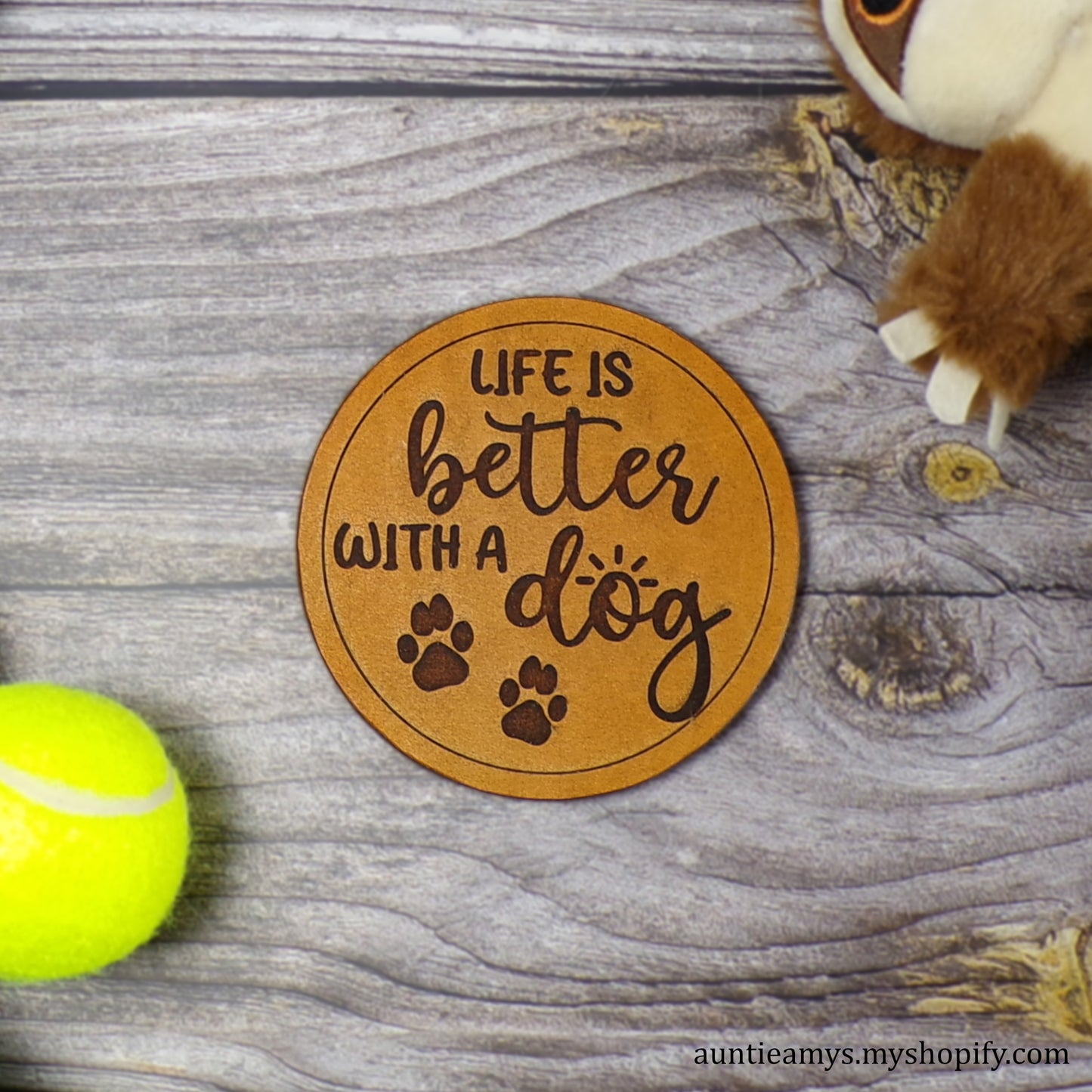 Life is Better with a Dog - Leather Coaster