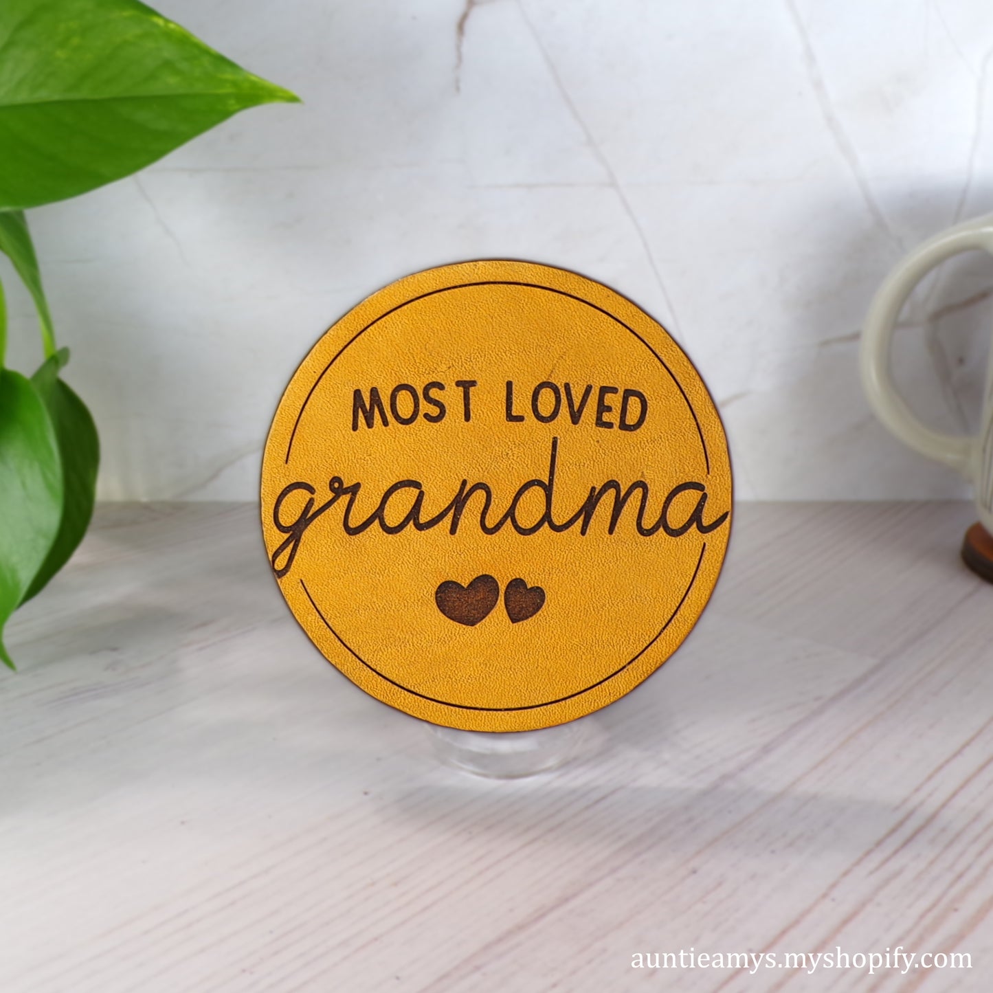 Most Loved Grandma - Leather Coaster