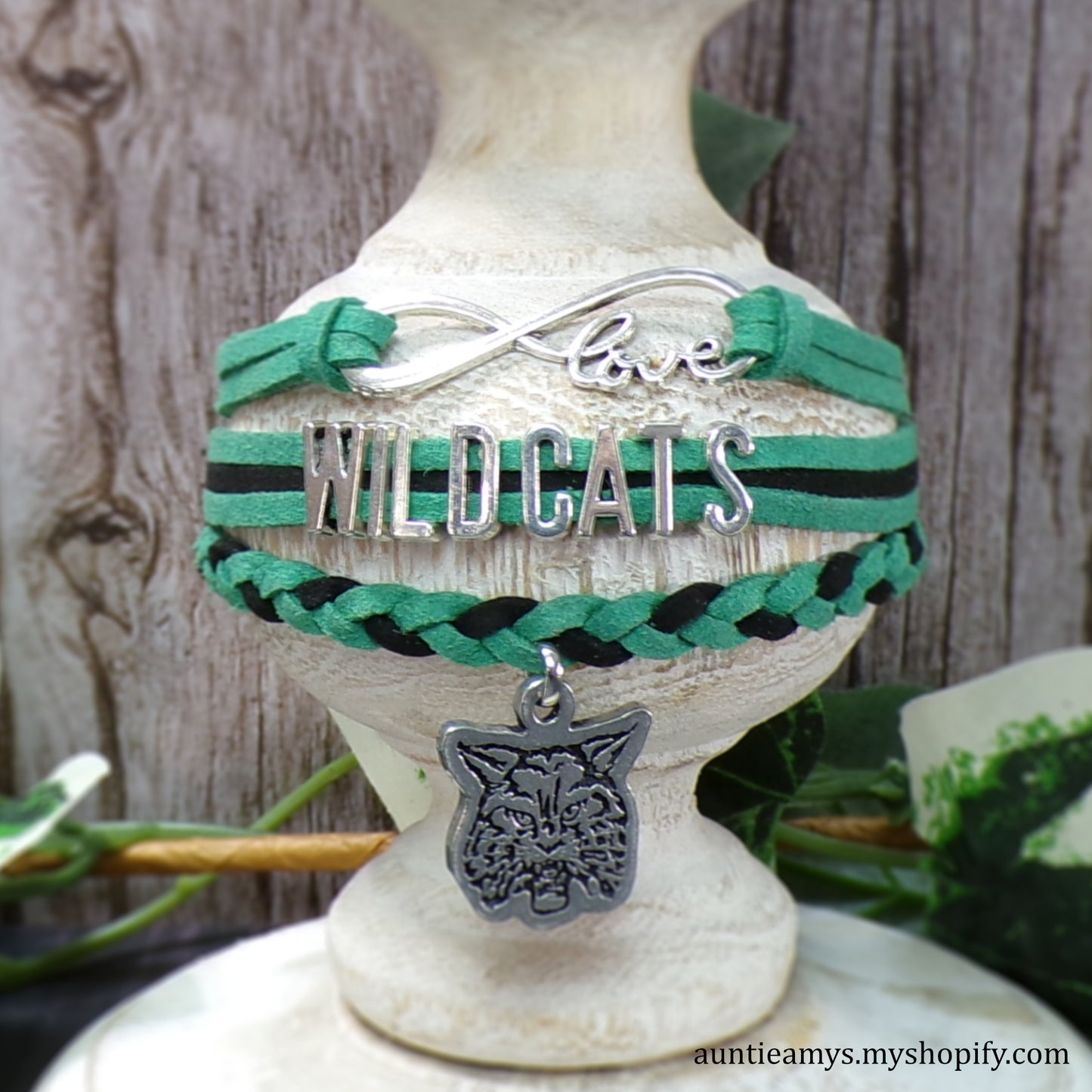 Wildcats Braided Charm Bracelet - De Soto HS