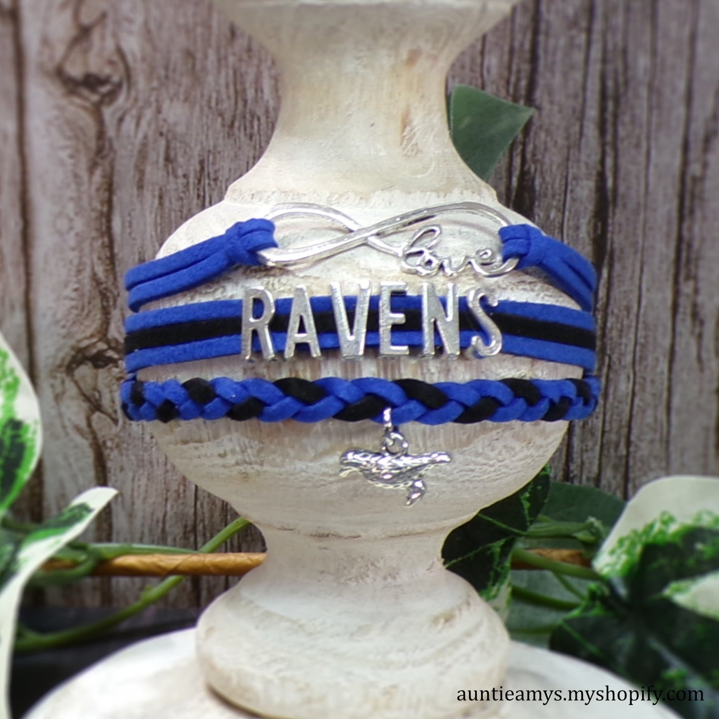 Ravens Braided Charm Bracelet - Olathe Northwest