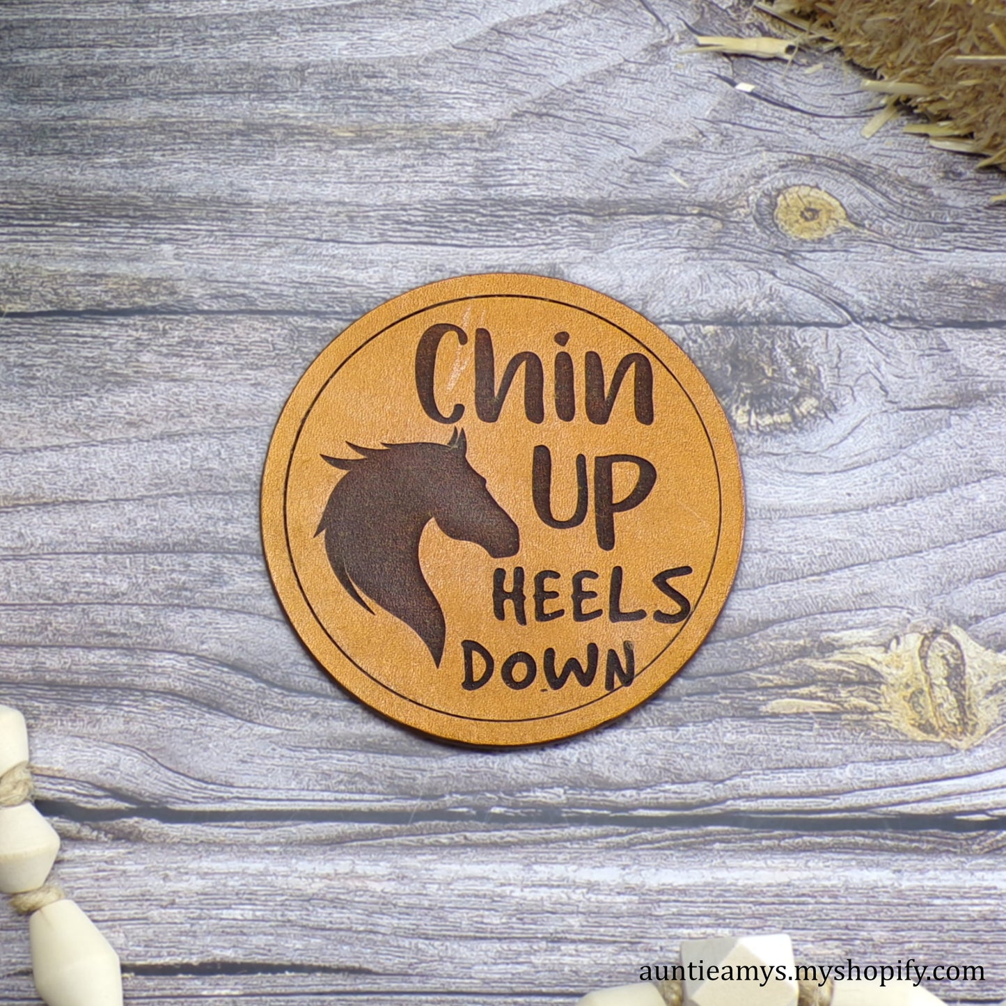 Chin Up, Heels Down - Leather Coaster