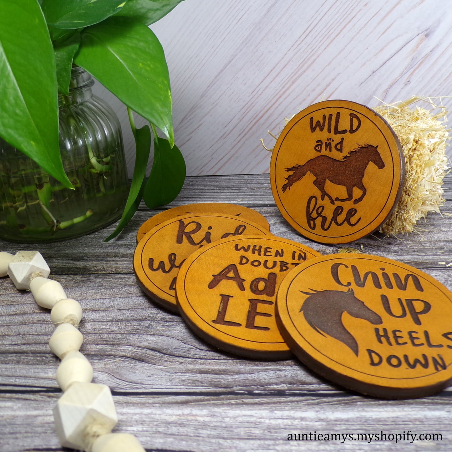 Wild And Free - Leather Coaster