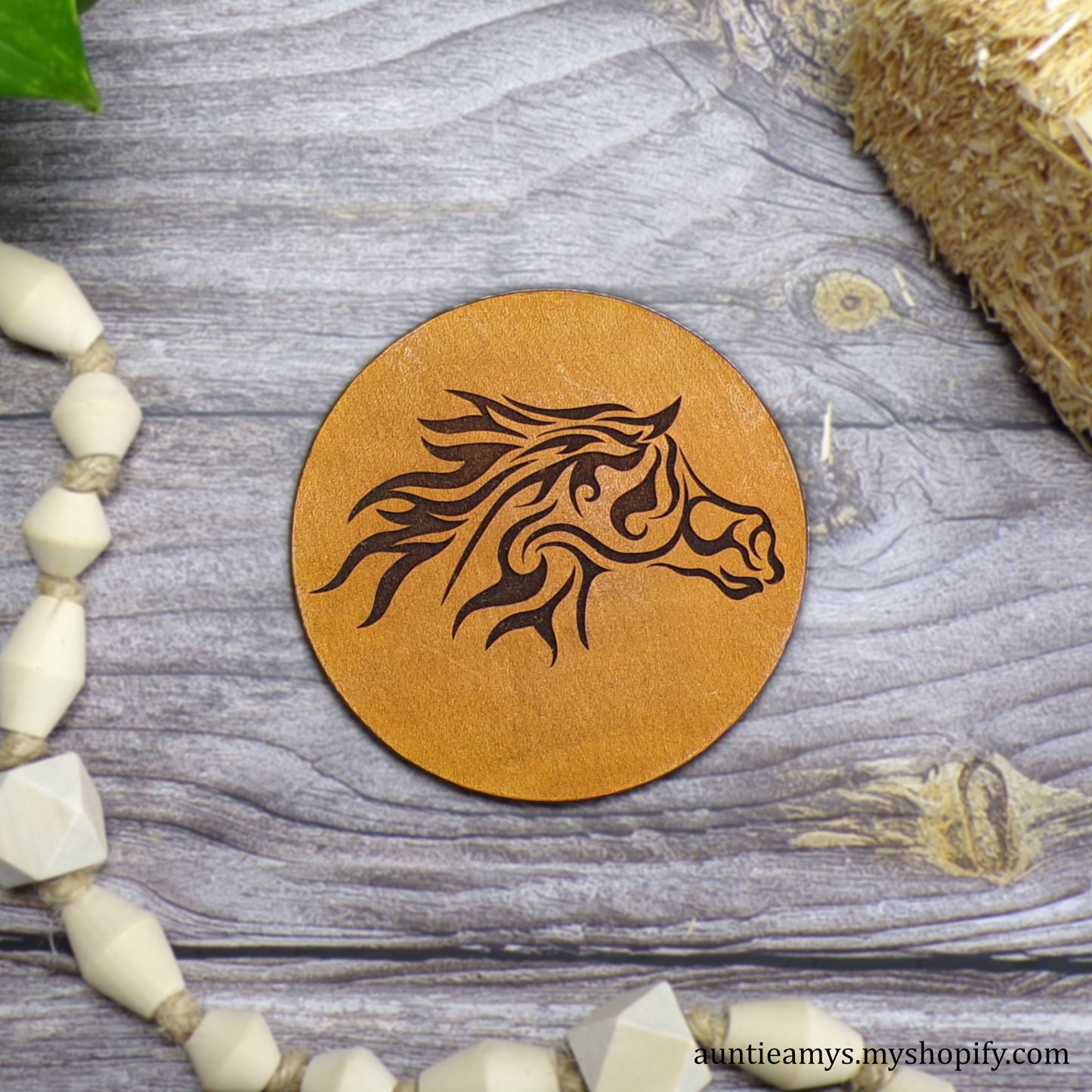 Tribal Horse Head - Leather Coaster