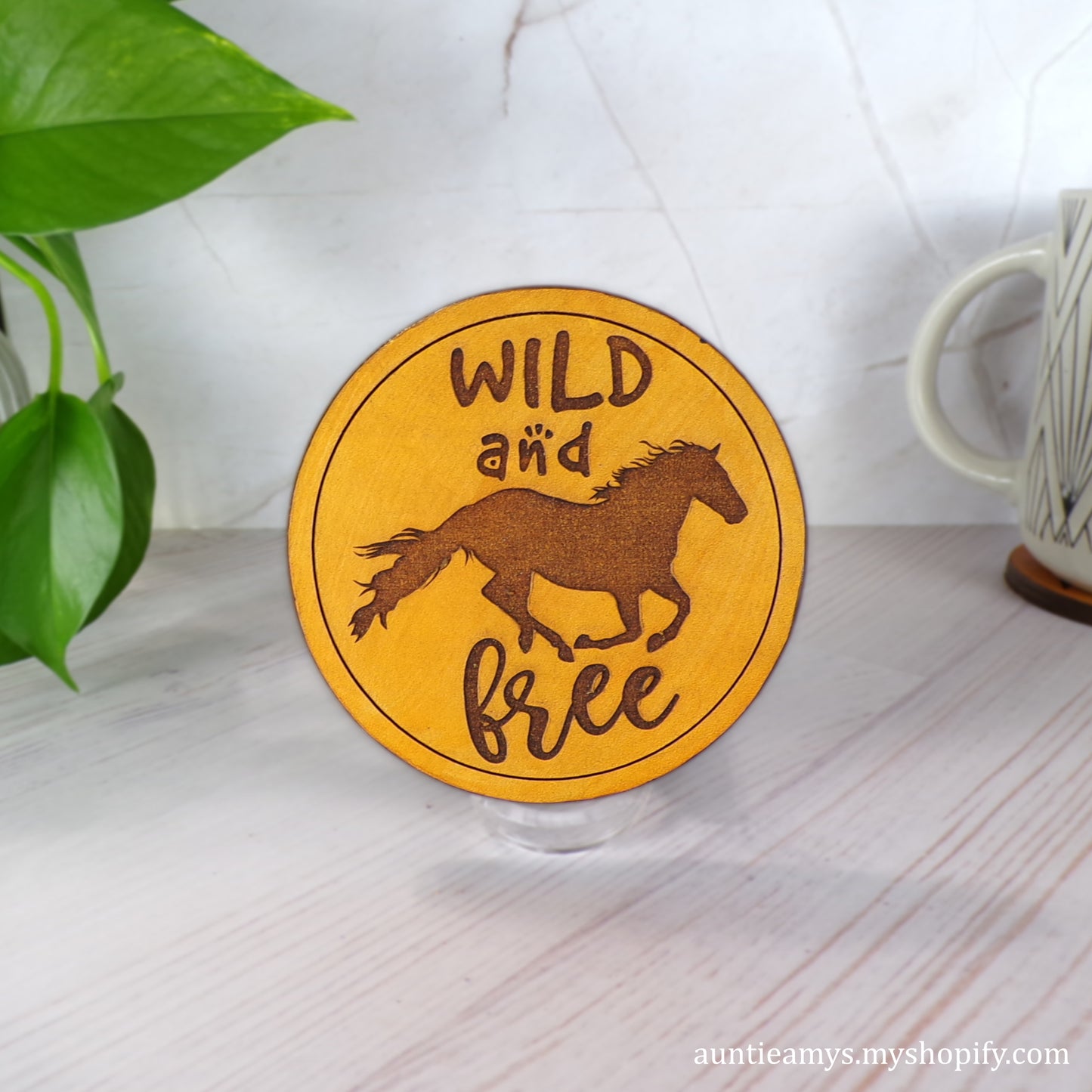 Wild And Free - Leather Coaster