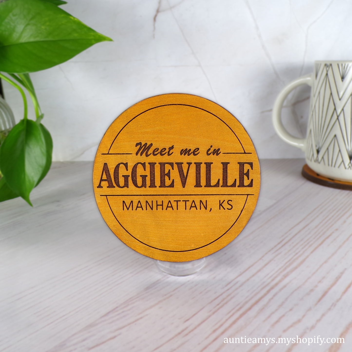 Meet Me In Aggieville - Leather Coaster