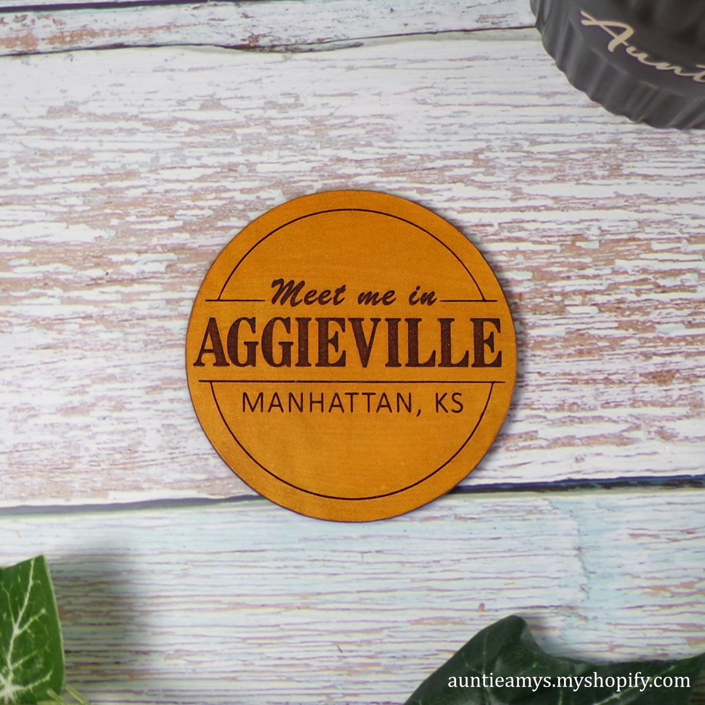 Meet Me In Aggieville - Leather Coaster