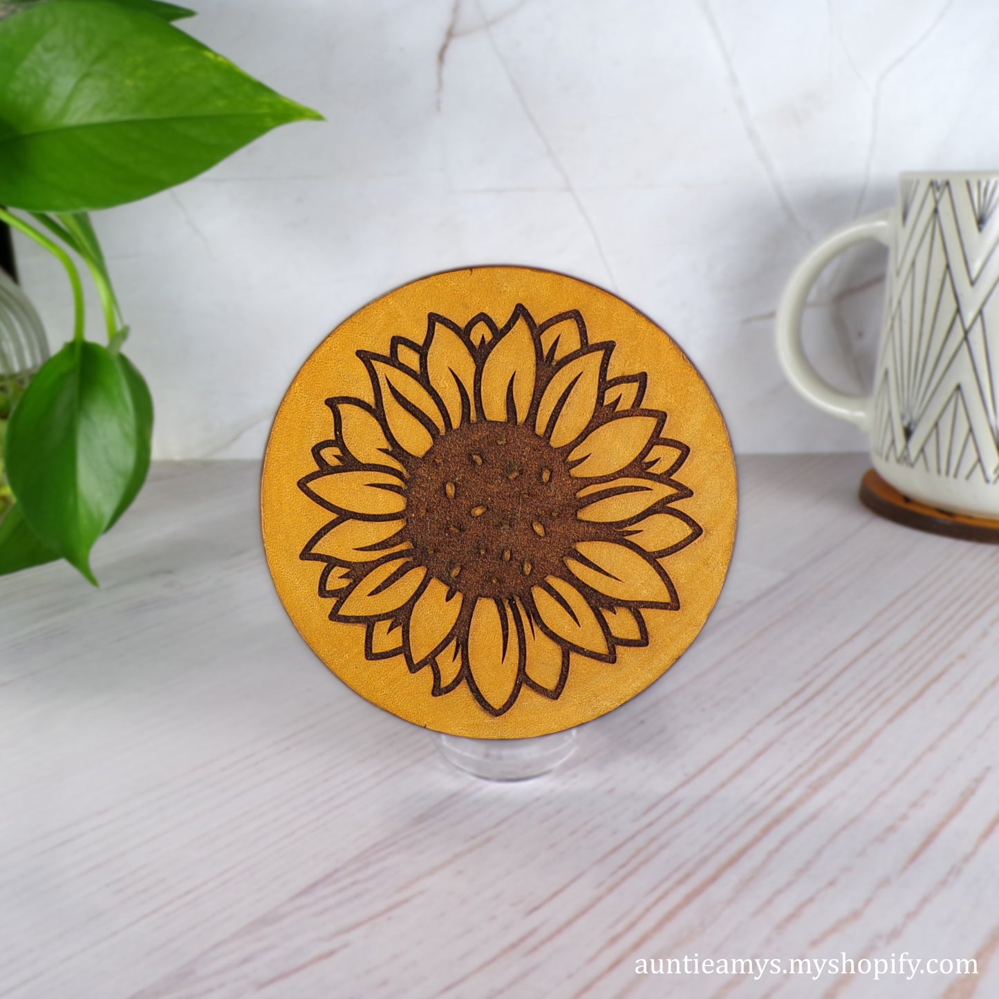 Sunflower - Leather Coaster