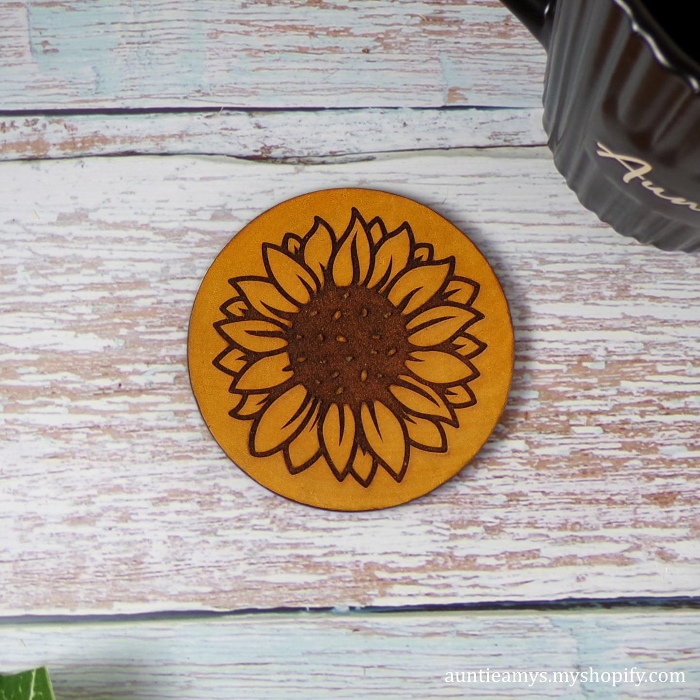 Sunflower - Leather Coaster