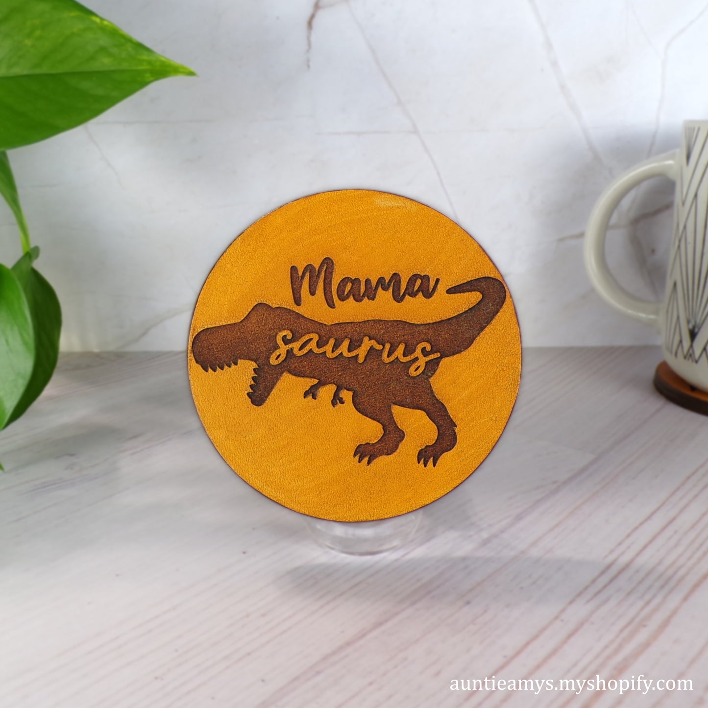 Mama Saurus - Leather Coaster