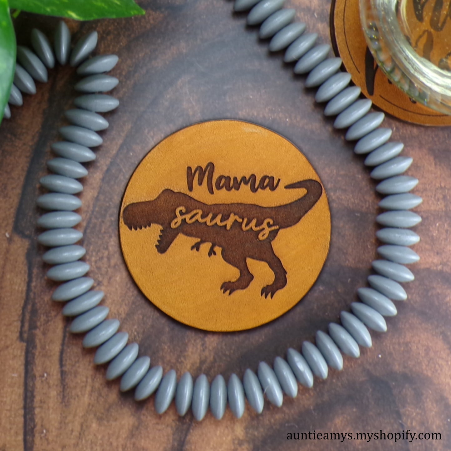 Mama Saurus - Leather Coaster