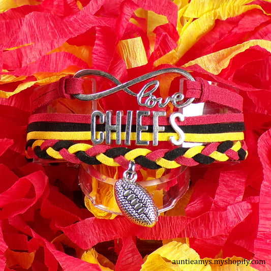 Chiefs Football Braided Charm Bracelet