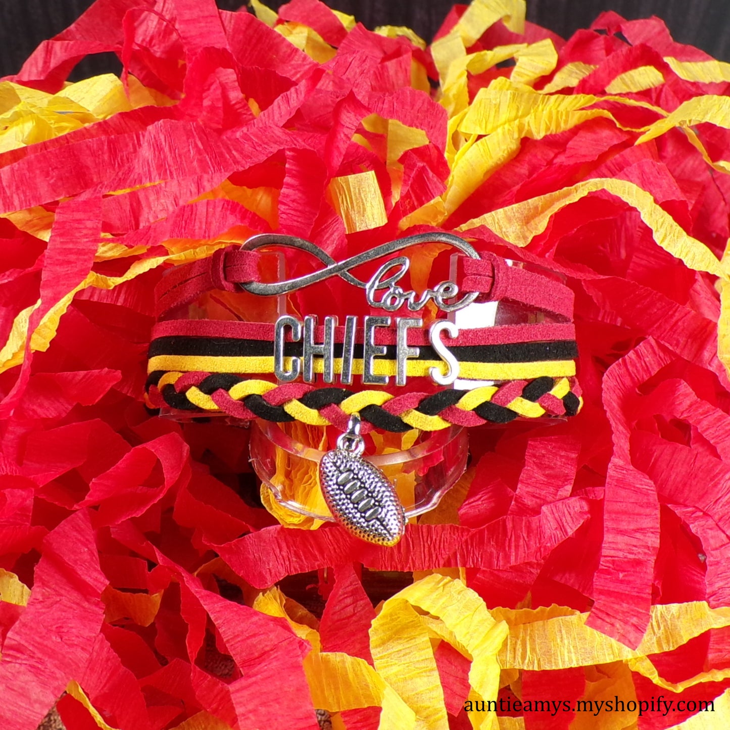 Chiefs Football Braided Charm Bracelet