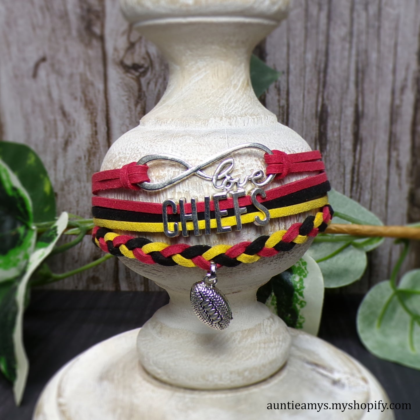 Chiefs Football Braided Charm Bracelet