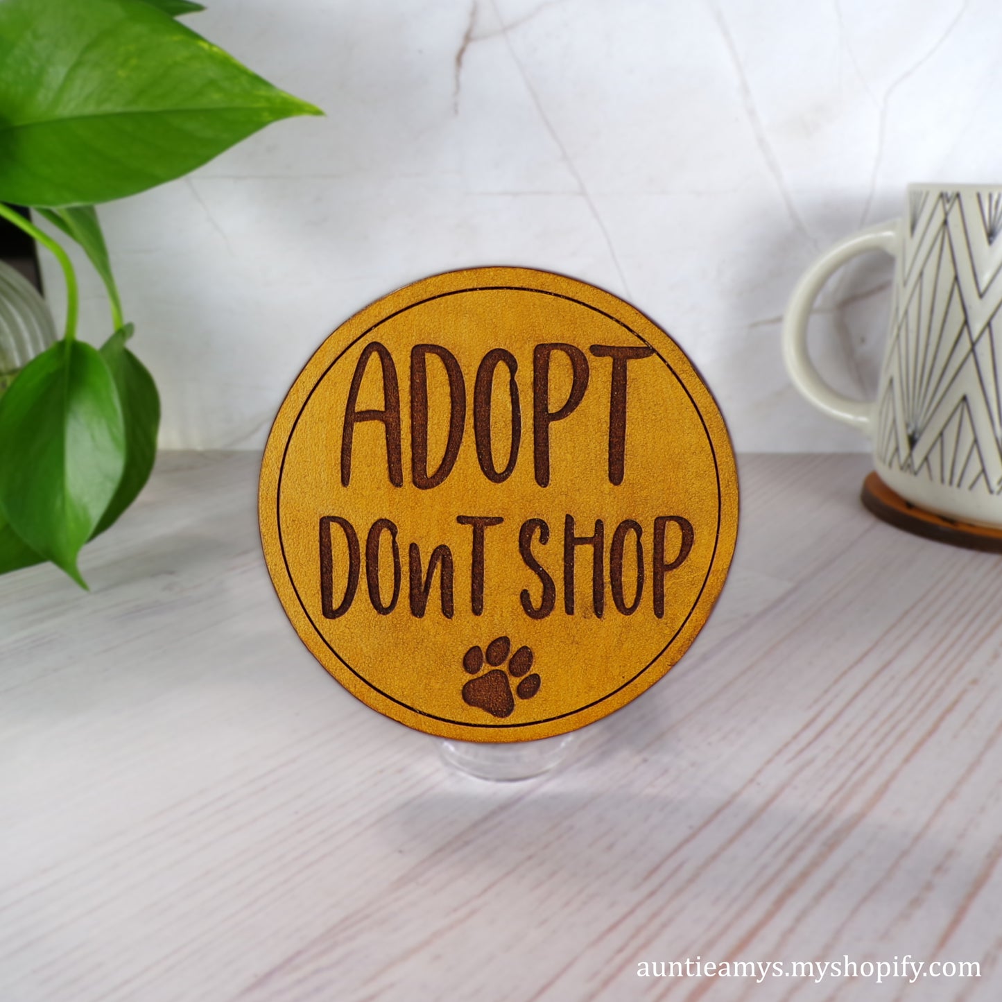 Adopt Don't Shop - Leather Coaster