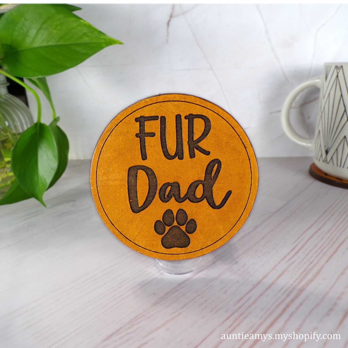 Fur Dad - Leather Coaster