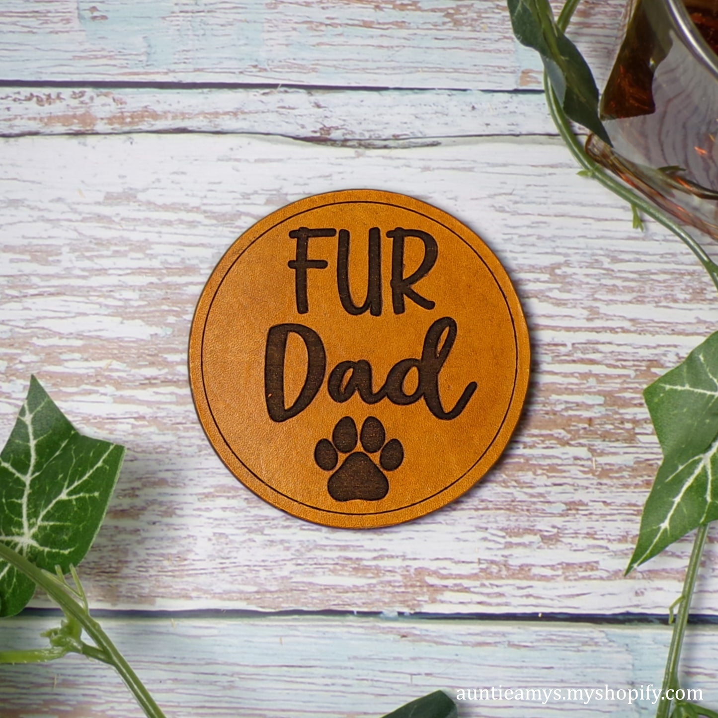 Fur Dad - Leather Coaster