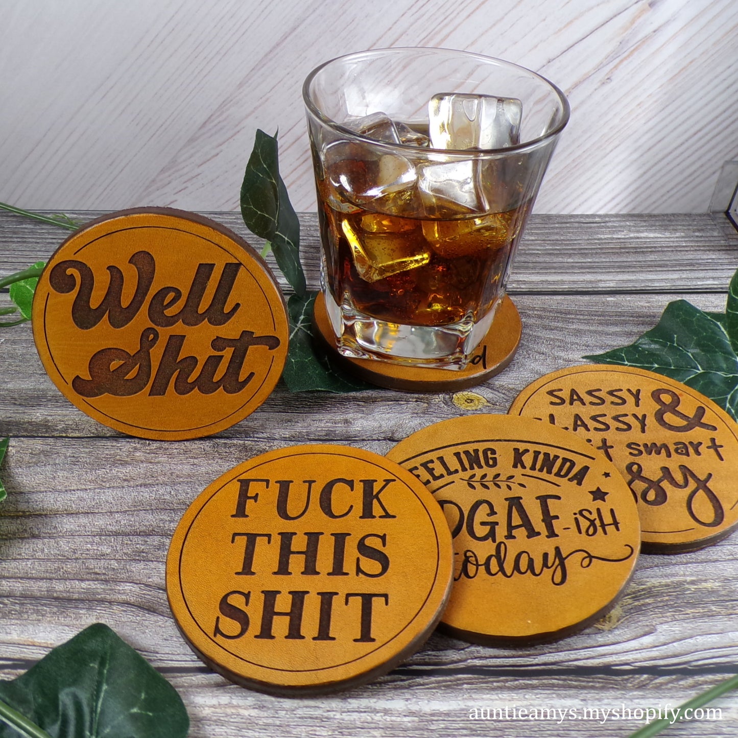 Sassy Classy & A Bit Smart Assy - Leather Coaster