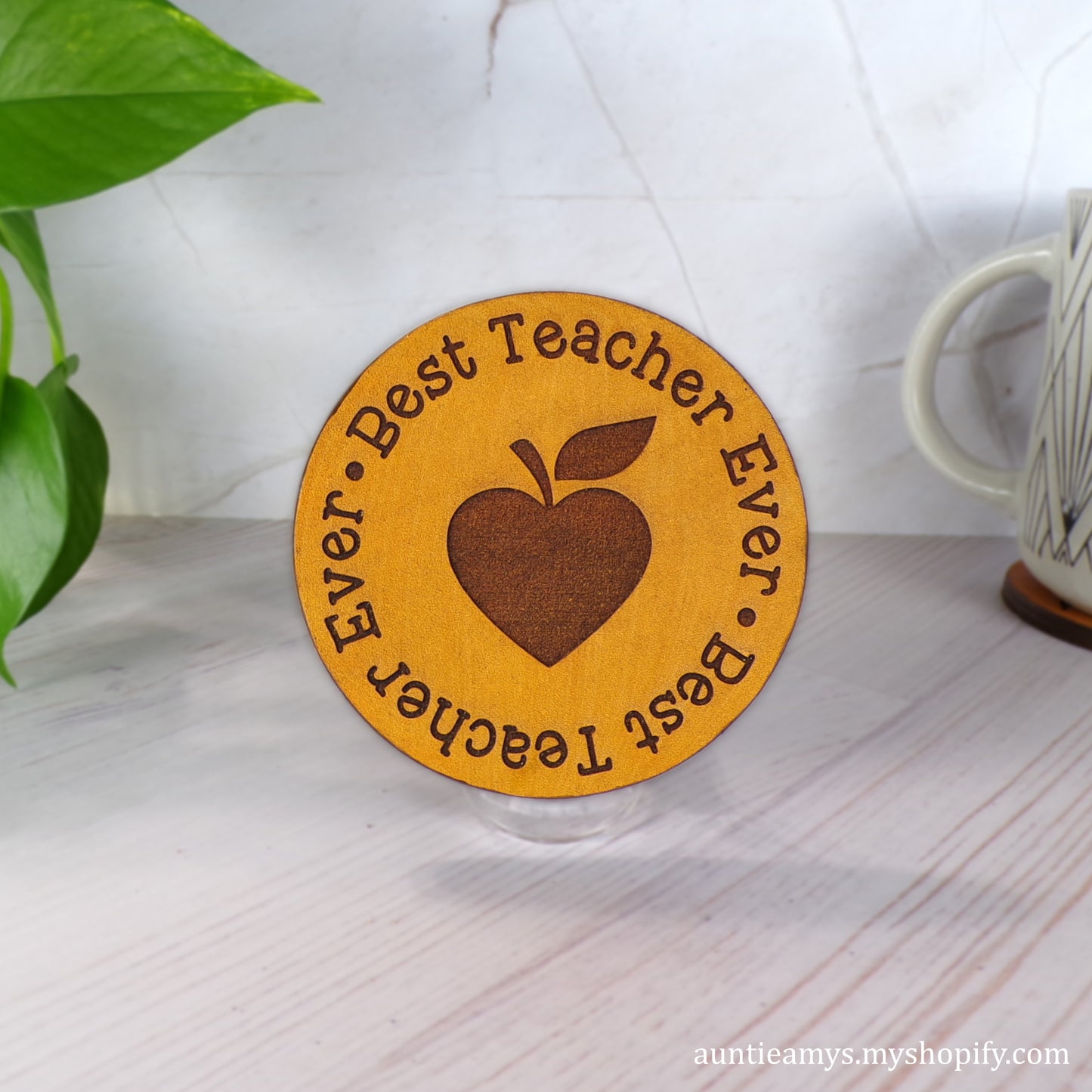 Best Teacher Ever  - Leather Coaster