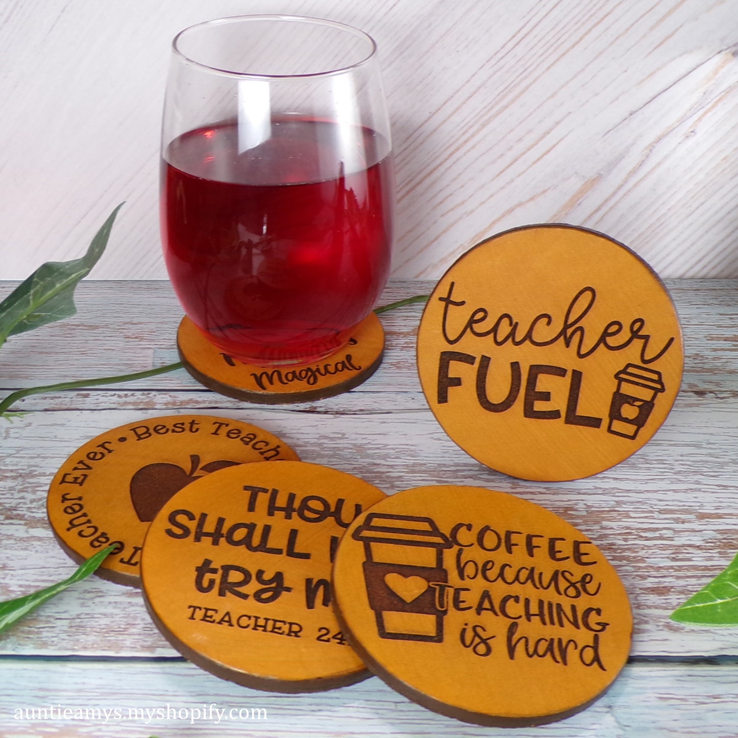 Teacher Fuel - Leather Coaster