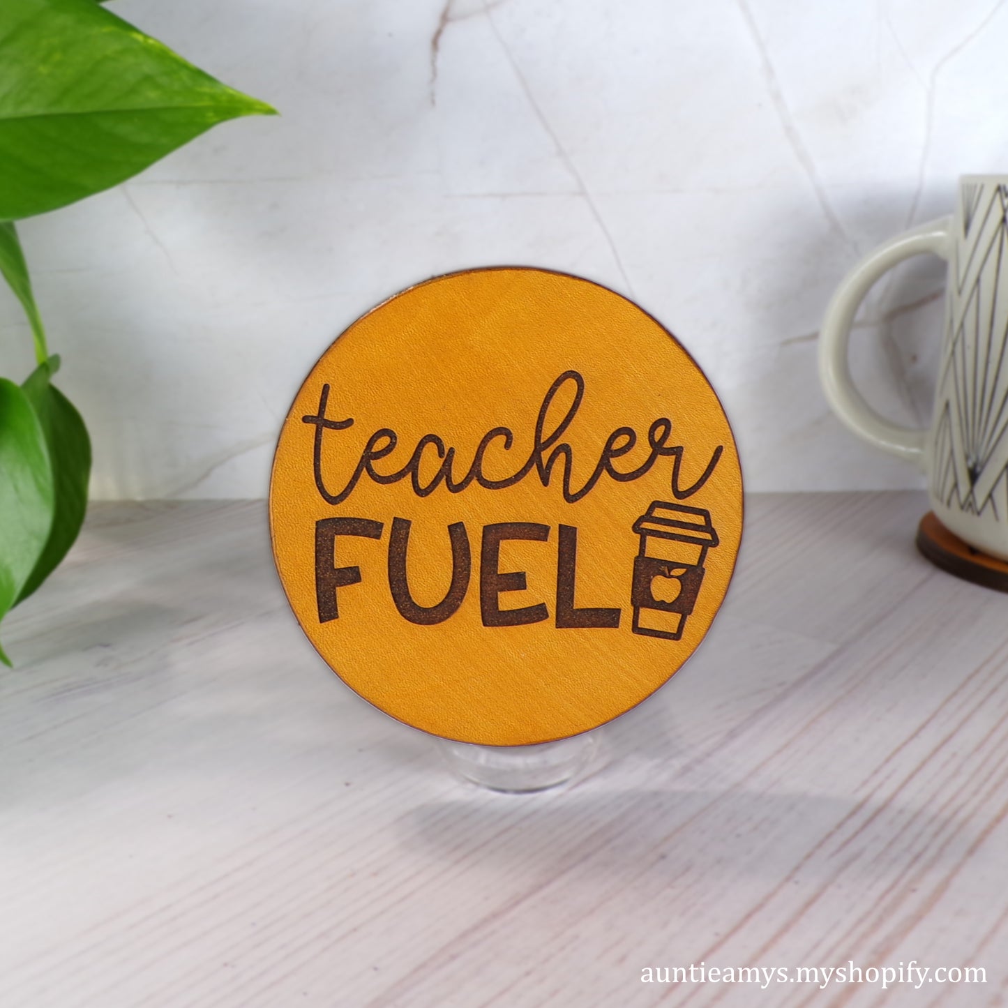 Teacher Fuel - Leather Coaster