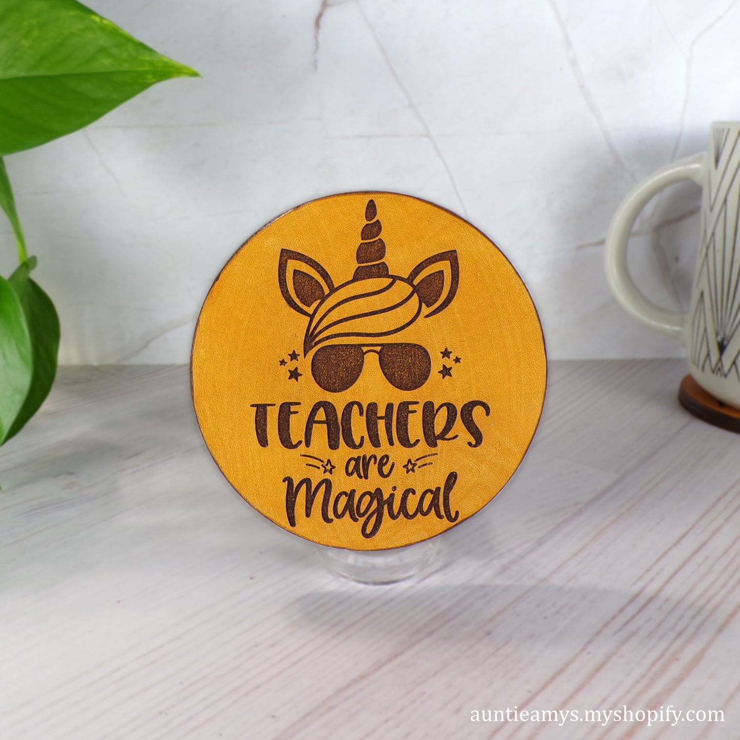 Teachers Are Magical - Leather Coaster