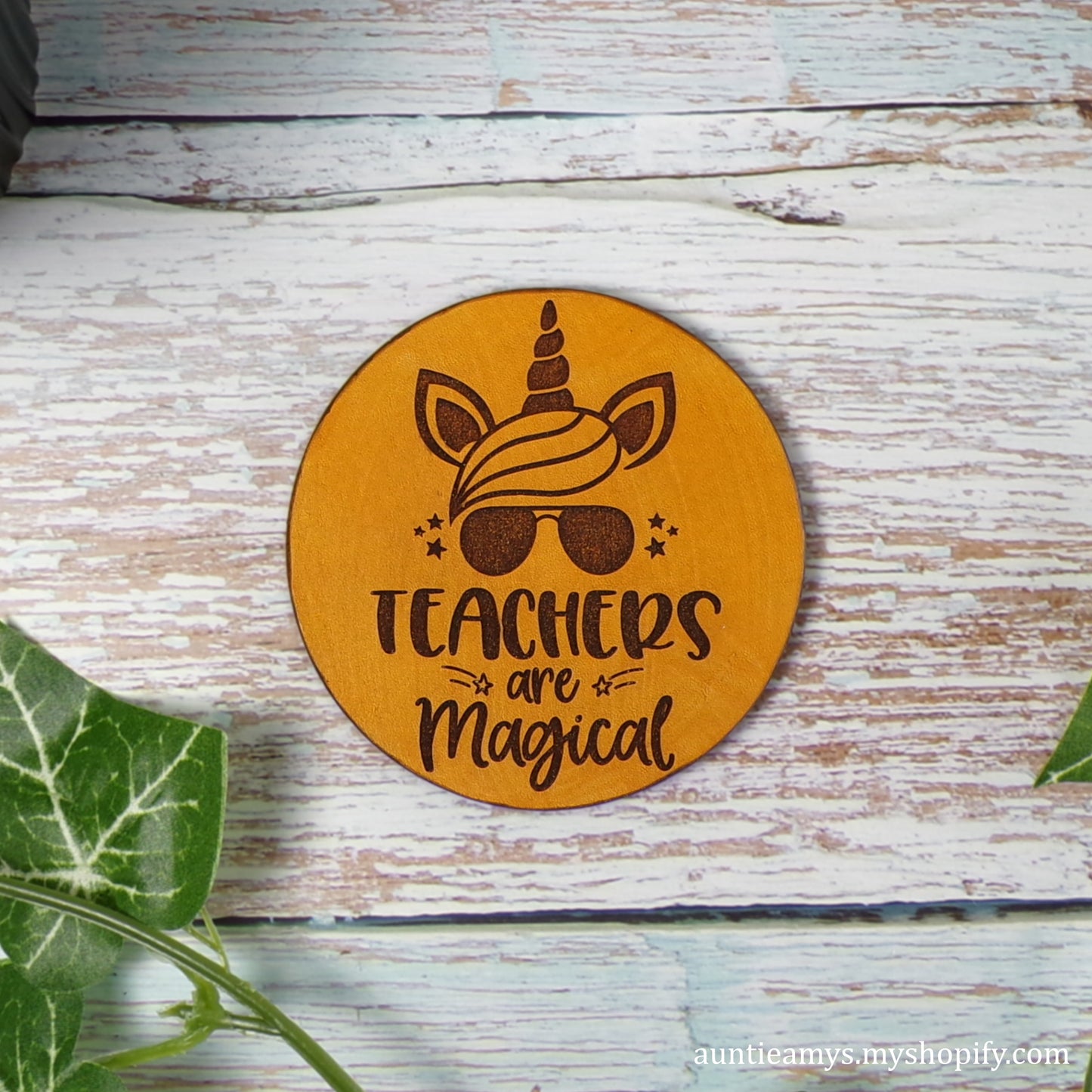 Teachers Are Magical - Leather Coaster