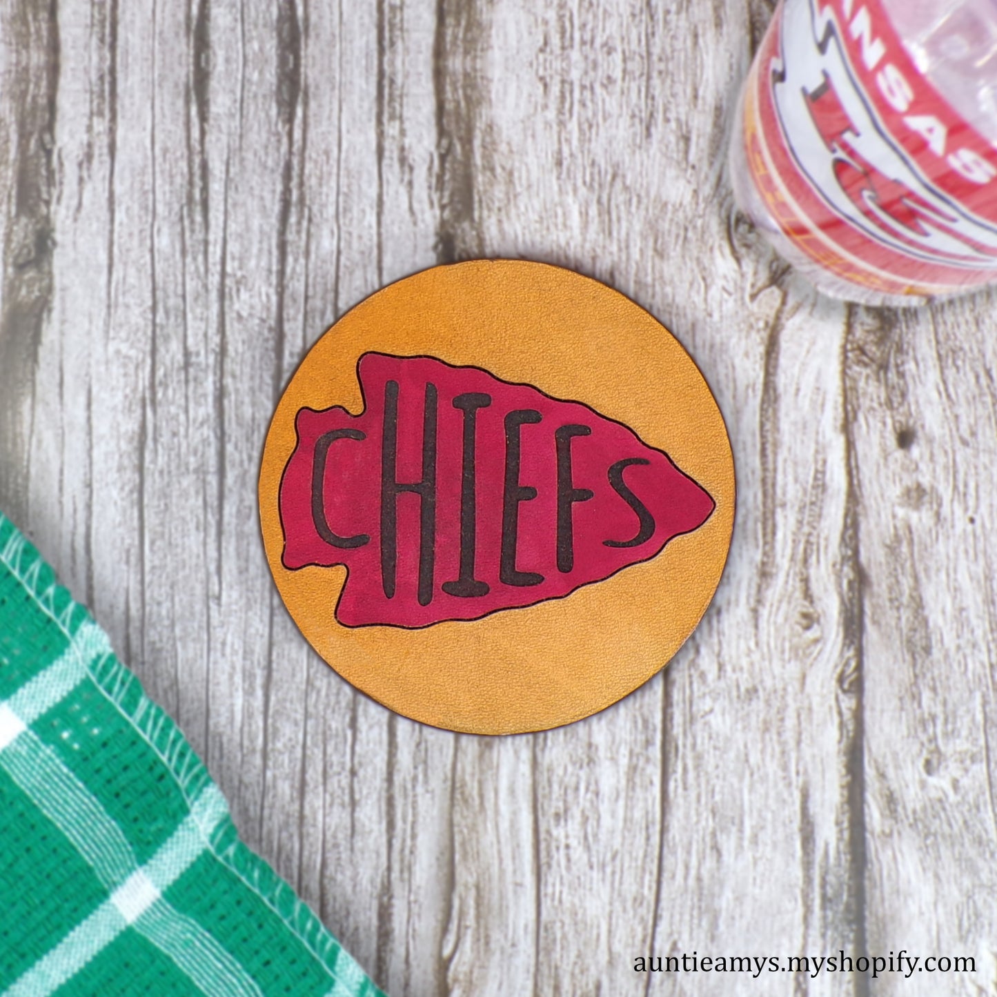 KC Chiefs Arrowhead - Leather Coaster