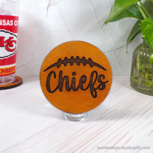 Chiefs Laces - Leather Coaster