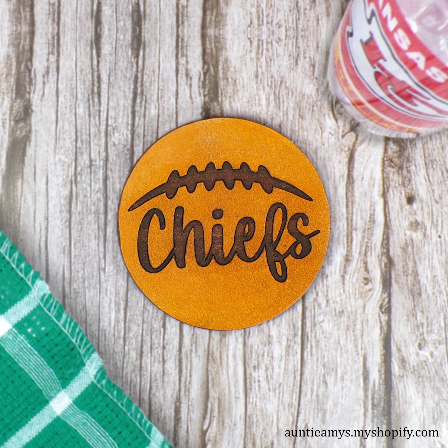 Chiefs Laces - Leather Coaster