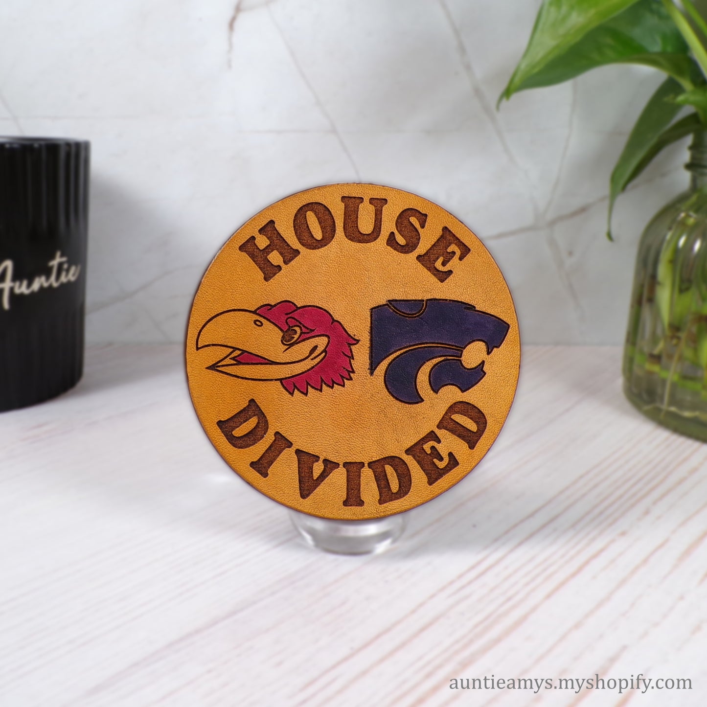 House Divided KU vs K State - Leather Coaster