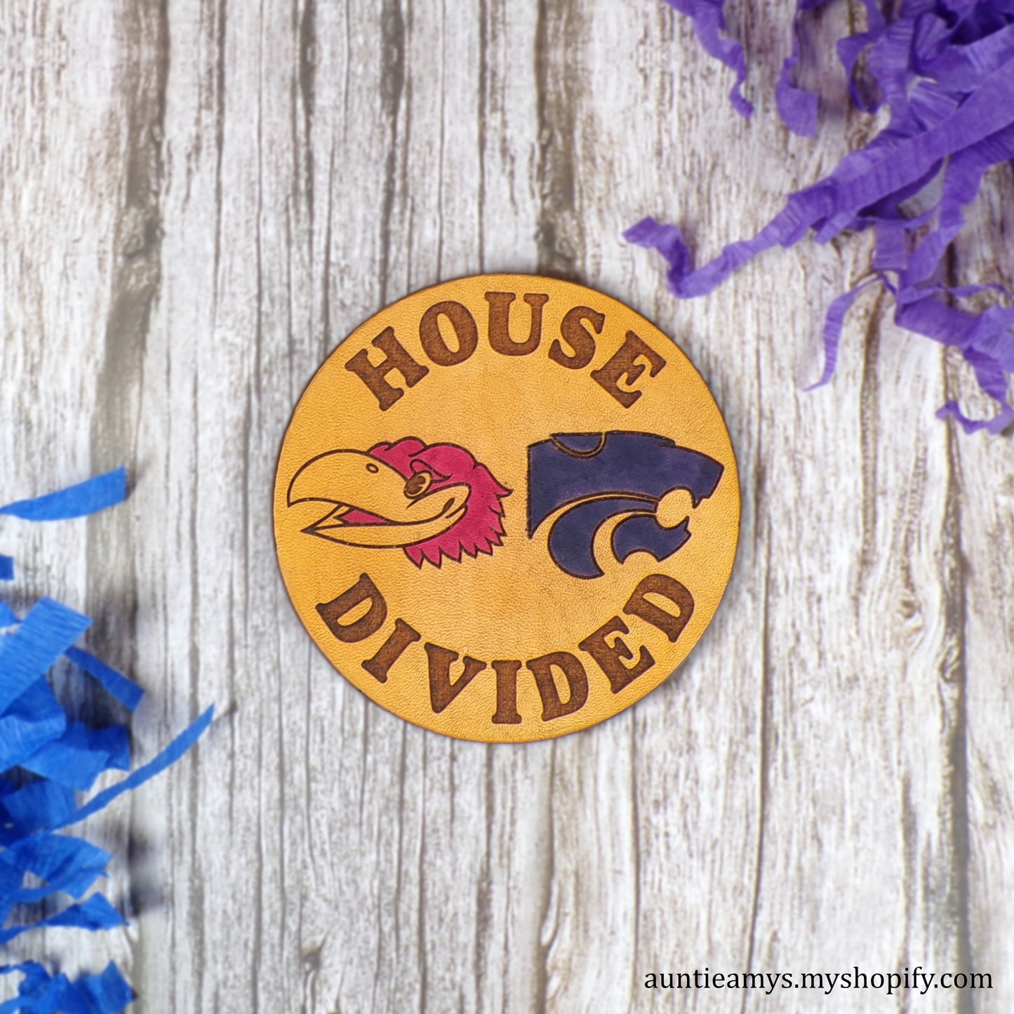 House Divided KU vs K State - Leather Coaster