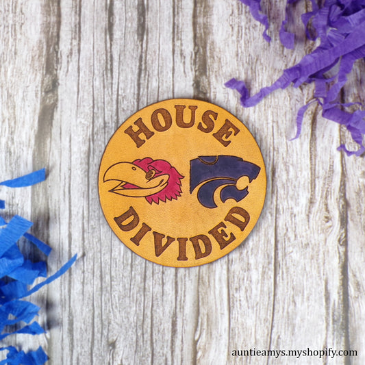 House Divided KU vs K State - Leather Coaster