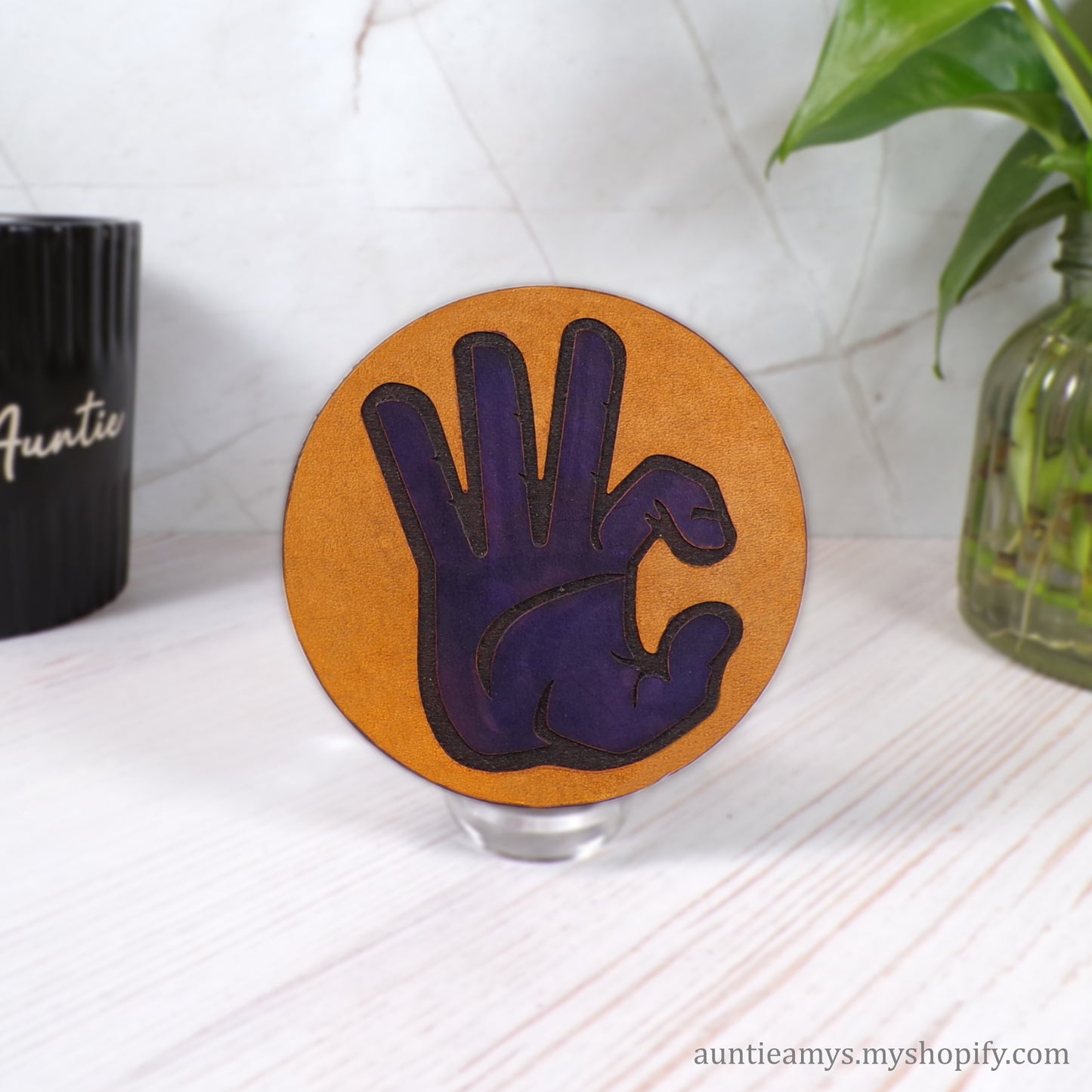 WC Hand - Leather Coaster