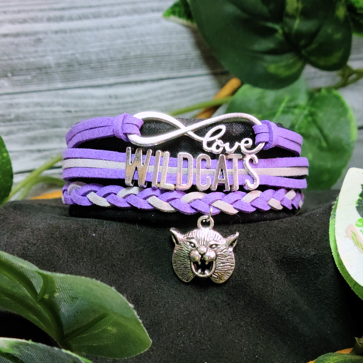 Wildcats Braided Charm Bracelet - K State Vintage