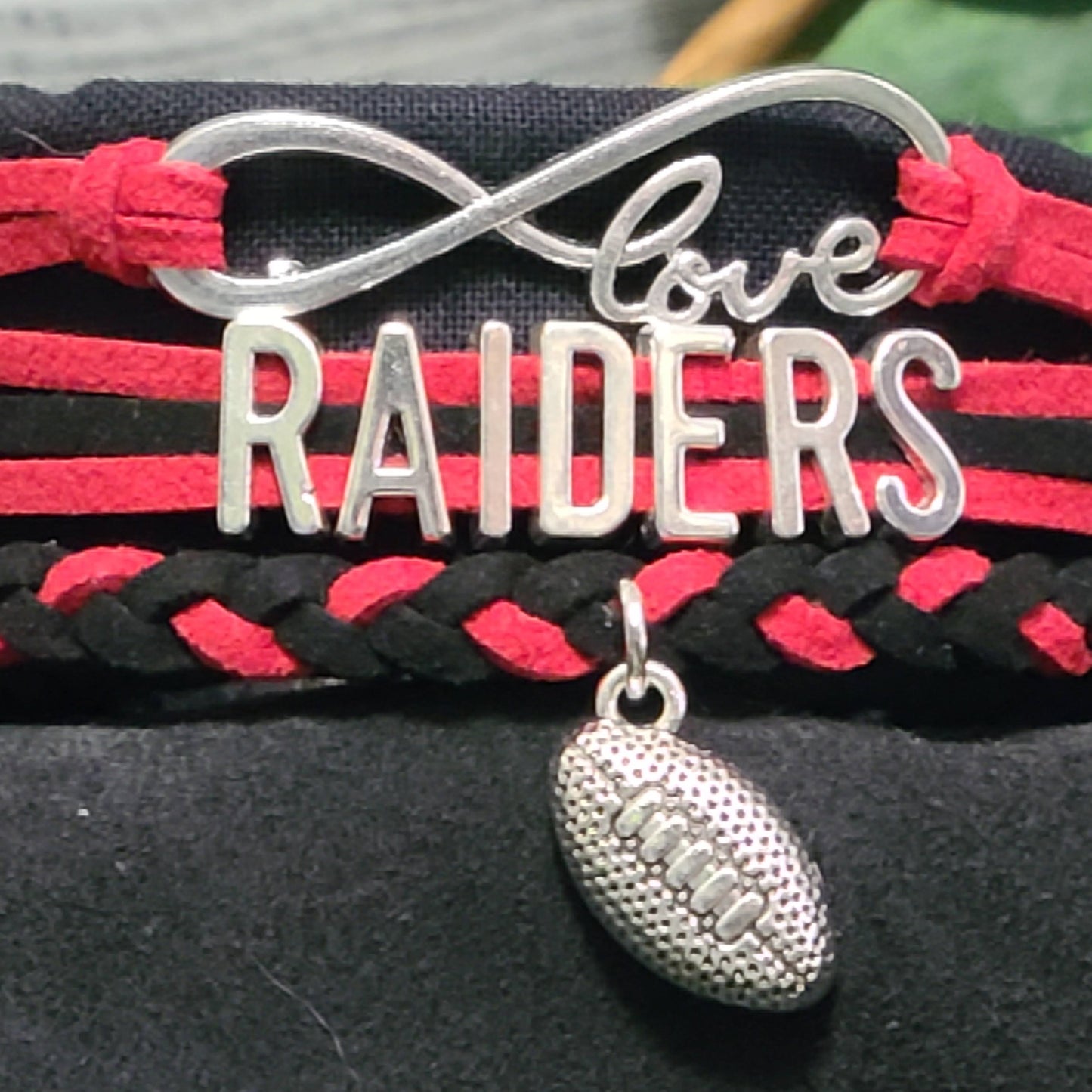 Raider Football Braided Charm Bracelet