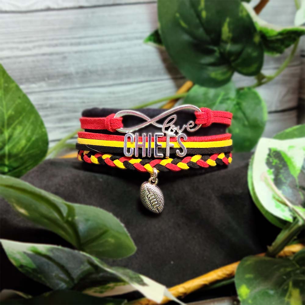 Chiefs Football Braided Charm Bracelet